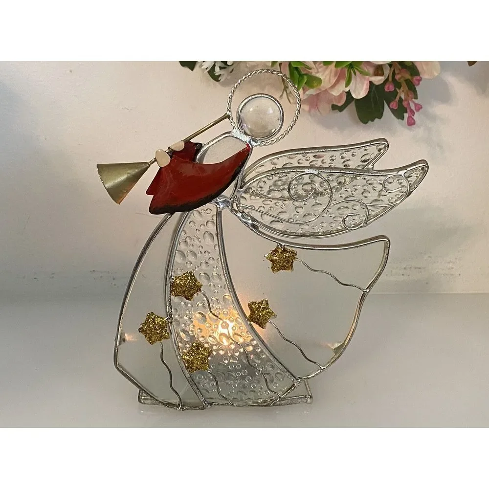 Angel & Trumpet Votive Glass Silver Plated Candle Holder International Silver Co